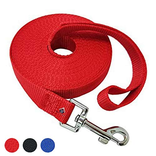 Image of Nylon Dog Training Lead Dog Leash Long Leash 30 Ft Long Leash for Dogs (1 inch Inch Thick) (Red, 30 FT)