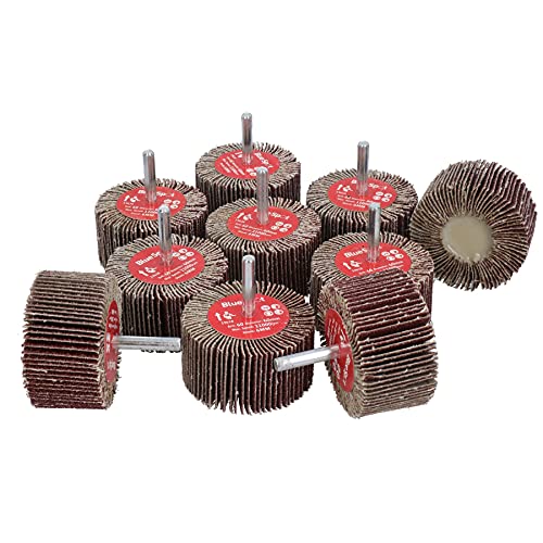 Lot de 10 disques abrasifs à lamelles grain 60 mm pour perceuses Tige 6 mm