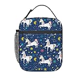 Rciokov Funny Starry Unicorn Portable Lunch Bag Reusable Insulated Totes Lunch Box Thermal Cooler Fo
