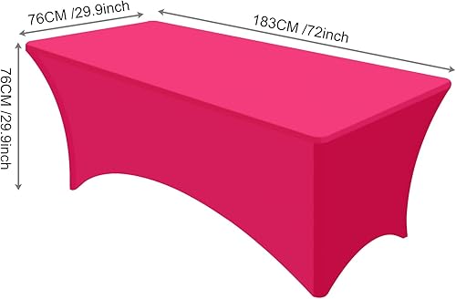 Miniatura 2 de PLULON Paquete de 2 manteles elásticos ajustables de 6 pies, color rosa