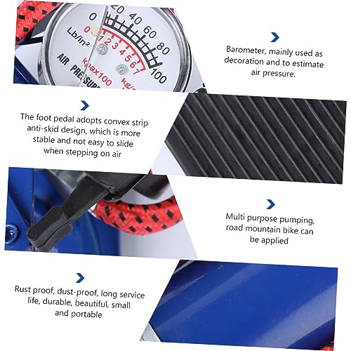 1Pc Portable High Pressure Foot Pump for Tires Compact Bike Inflator with Pressure Gauge for Cars Bicycles Motorcycles and Inflatable Items Lightweight and Easy to Use4