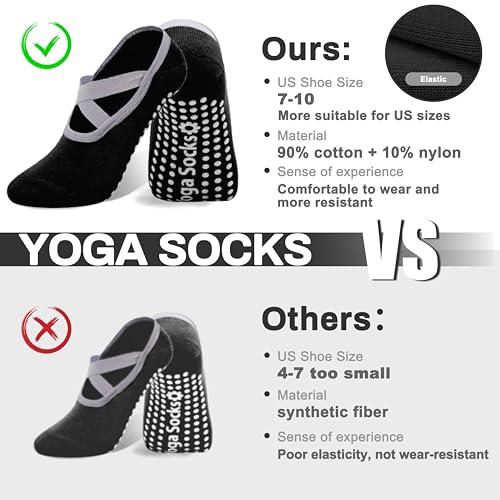 3 Pairs Yoga Socks Pilate Socks for Women-Non Slip Grip, Ideal for Pure Barre, Ballet, Dance2