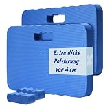 Relaxdays Kniekissen, 2er Set, Garten, Werkstatt, Yoga, Schaumstoff, Tragegriffe, HxBxT: 4 x 46 x 28 cm, Kniehilfe, blau