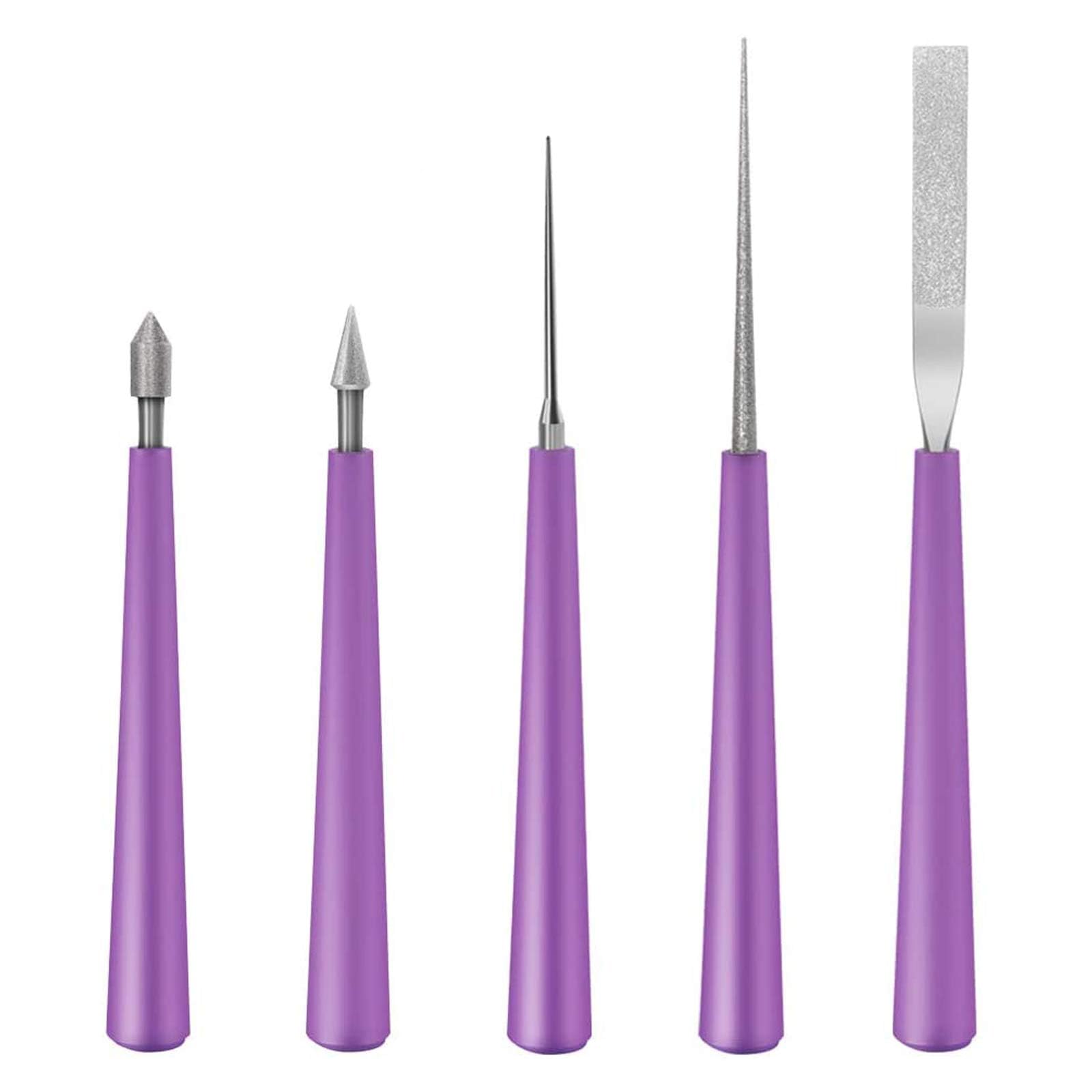TERRIFI Diamond Tipped Bead Reamer Set for Jewelry Making - 5 Piece Spinner Hole Enlarger Tool for Glass, Plastic, Metal, Wood Beads - Removes Burrs, Enlarges Holes, Smooths Edges, Needle File Reamer