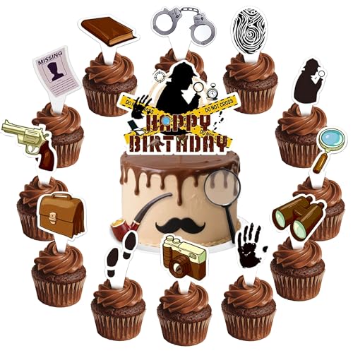 decoración para pasteles y fiestas de cumpleaños de detective