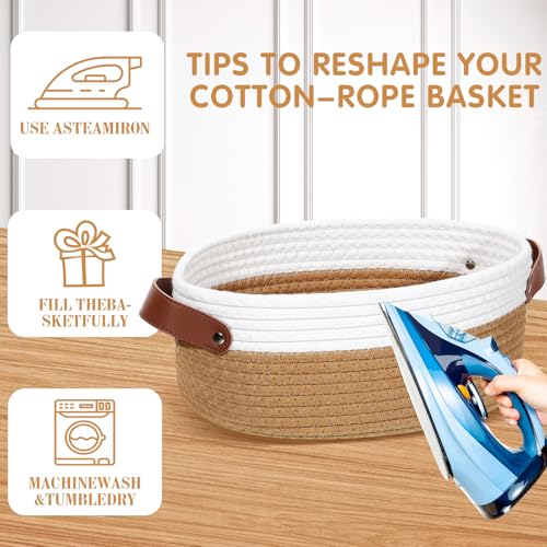 Image of Colingmill 3 Pack Easter Small Woven Basket for Gifts with Handles Clear Bags and Ribbons Empty Storage Basket Decorative Chest Box for Easter Wedding Present(White and Dark Brown,12 inchx 8 inchx 5 inch)