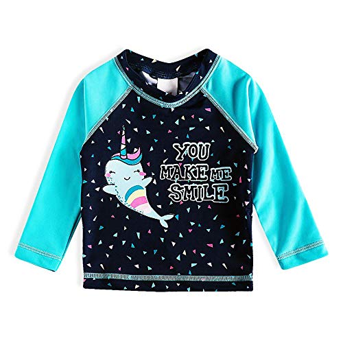 Camiseta Praia Manga Longa Unibaleia, Tip Top, Toddler Menina, Marinho, 3T