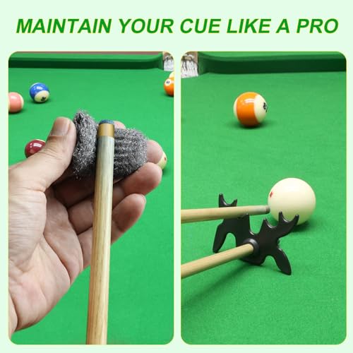 CONLI 19 Pcs Pool Table Cleaning Kit- Complete Billiard Accessories Set with Pool Table Brush for Felt, Rail Brush, Cue Shine Polisher, Chalk, Tip, Duster, Broom Storage Bag for Professional Home Care - Image 7