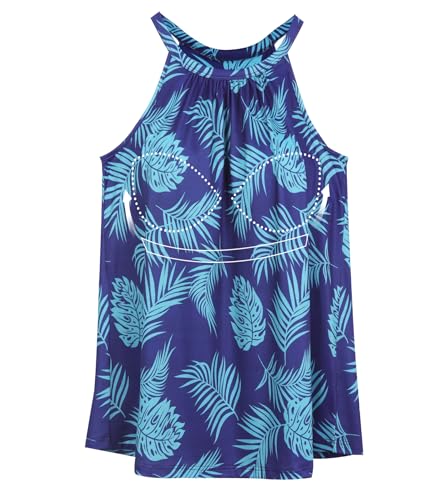 Image of Women Halter Tank Top with Built in Bra Flowy Sleevless Padded Camisole Loose Fit Summer Shirt Top S-3XL