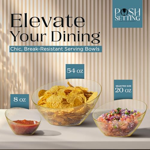 Posh Setting PS-5158 Gold Plastic Serving Bowls For Party Angled Bowls Disposable Chip Bowls Candy Bowls thumb #2