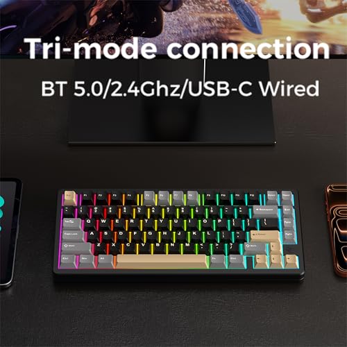 Image of MK INKY75 CNC Aluminum Mechanical Keyboard Triple-Mode Connectivity Gaming Keyboard, 75% Layout Mechanical Keyboard,with Superior Acoustics, Creamy Sounding, RGB /HMX /4000mAh(Raven Black)