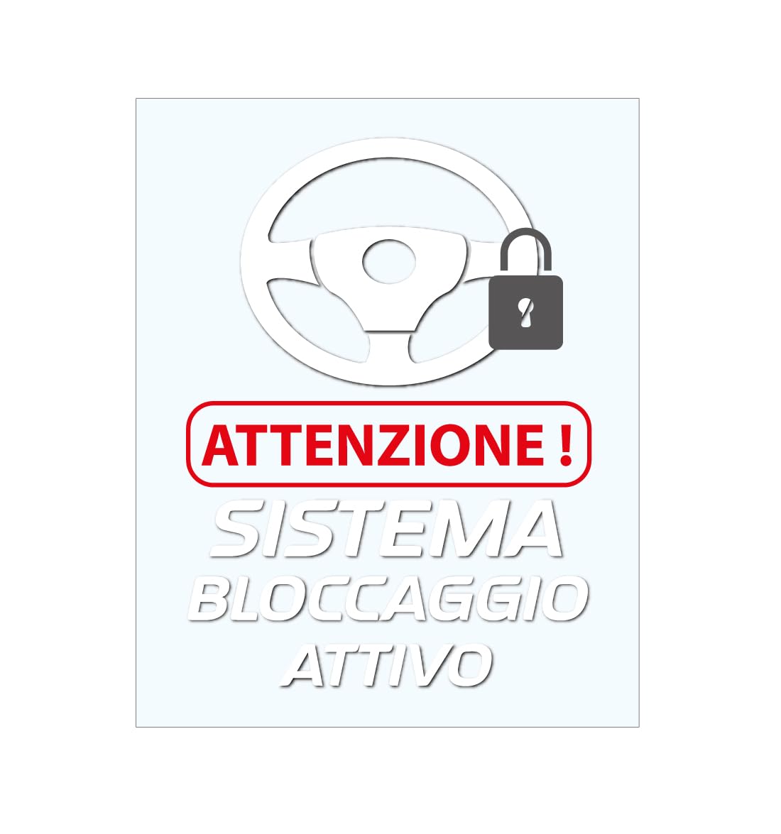 StampaGenerale - 4 pegatinas para la seguridad del coche, de PVC, resistentes y fáciles de aplicar, adhesivos disuasorios antirobo (4 bloqueos activos, blanco)