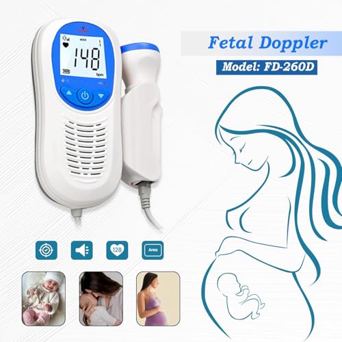 Image of OTICA Wewell Fetal Doppler Heart Rate Detection Monitoring Machine Easy to Carry Rechargeable for Home and Clinic with in-Built Speaker, Smart Noise Reduction (Fetal Doppler - FD260 with 250ml Gel)