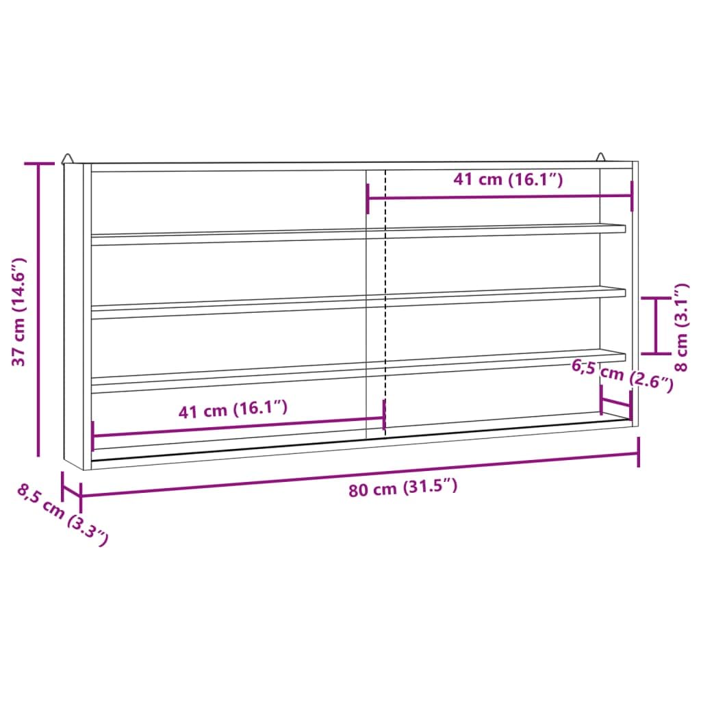 Sammlervitrine aus Sperrholz mit Türen, wandmontiertes Hängeregal, 80 x 8,5 x 37 cm, 4 Regale, 2 PET Türen, für Wohnzimmer Schlafzimmer Küche Flur, Staubschutz und Ordnung