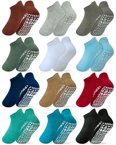 Image of RATIVE Anti Slip Toddler Ankle Socks with Grips Non Skid Cotton Baby Socks for Boys & Girls