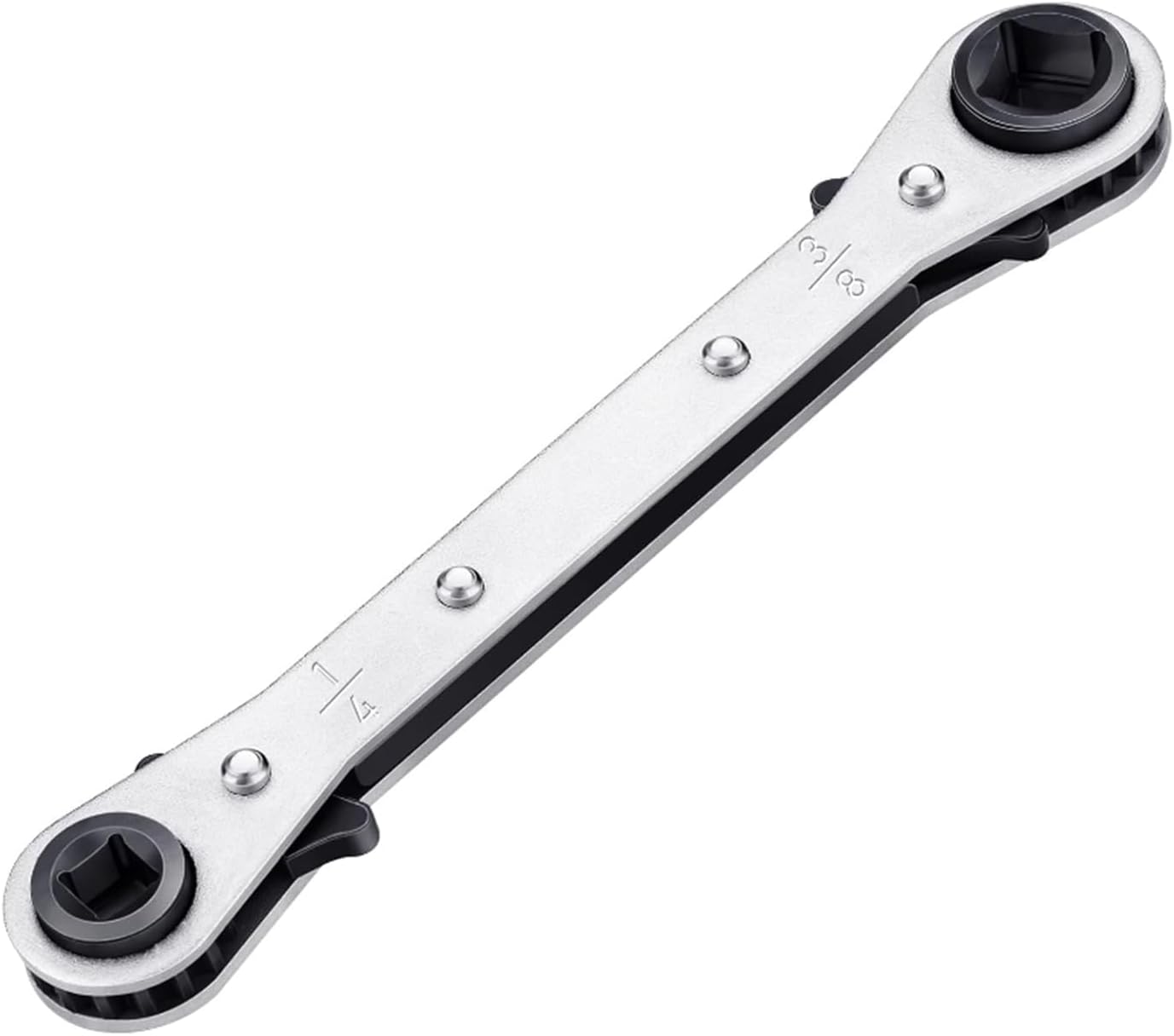 GIONAR HVAC Service Wrench Tools, Quad Ratchet Spanner with 4 Sizes 3/8'' 1/4'' 5/16'' 3/16'', 360° Air Ratchet Wrench for Air Conditioning & Refrigeration Equipment Repair