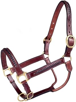 Tough 1 Royal King Braided Leather Halter, Brown , Horse