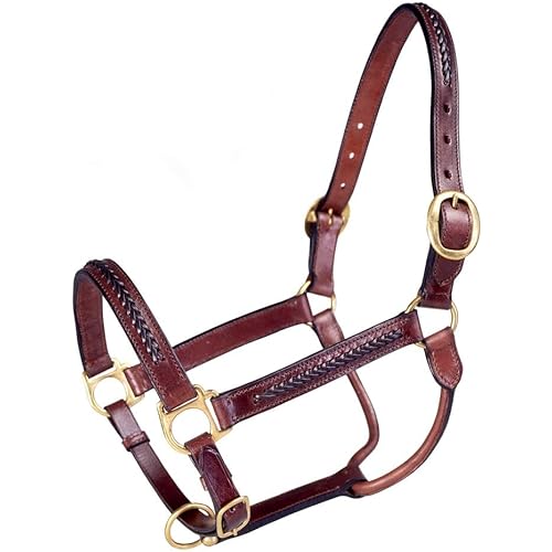 Tough 1 Royal King Braided Leather Halter, Brown , Horse