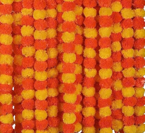 Krati Exports - 5 feet Marigold Garland (Yellow & Dark Orange)