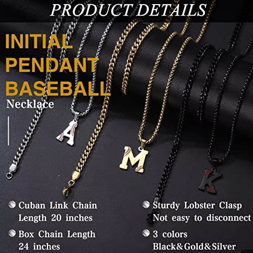 Storup Baseball Gifts For Boys Men, Stainless Steel Layered Initial E Baseball Necklaces For Boys Black Baseball Initial Necklace Baseball Gifts Birthday Gifts Father's Day Gifts For Boys Men (Black) #TOP5