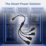 3 Prong 1-to-4 Power Cord Splitter Cable - 20" Inches Power Extension Cord - Cable Strip Outlet Saver - 16AWG (Black)