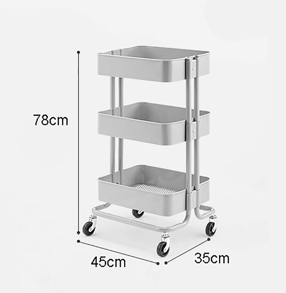 SDdPulse Carro de almacenamiento de camiones de mano móviles, carrito de belleza de cocina con ruedas, carrito de almacenamiento de herramientas de acero al carbono de 3 niveles para peluquería y spa
