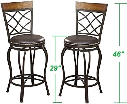 Lorelei 29" Seat Height Swivel Metal Bar Stool (Set of 2), Brown