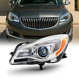 AKKON - Fits 2014 2015 2016 2017 Buick Regal Halogen Projector Headlight Chrome Driver Left Side Replacement