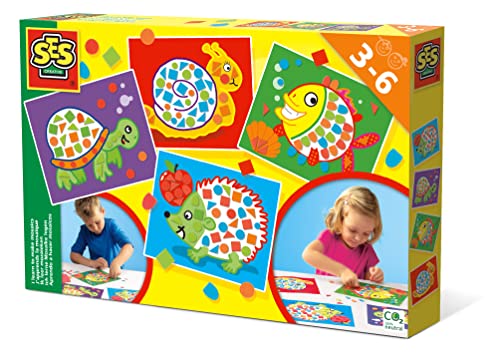SES Creative Mosaique Loisir Creatif | Activité Manuelle | Idée Cadeau | Made in Holland | Pour les enfants Dès 3 ans | Multicolore | 12 Cartes +...