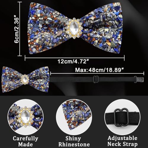 Image of Mens Rhinestone Bow Tie Pre-Tied Bow Ties for Men Adjustable Sparkle Sequin Bowtie Party Wedding