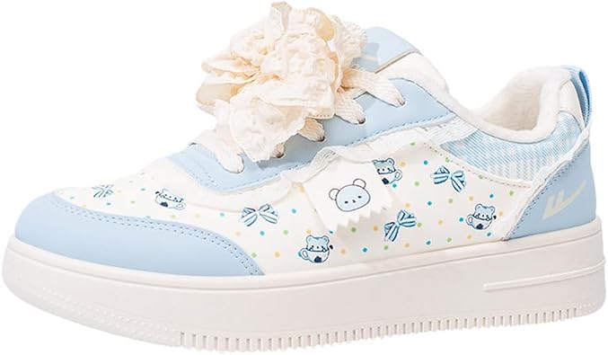 Cute Y2K Platform Sneakers for Women Kawaii Cat Shoes Breathable Lightweight Lace-Up Walking Shoes