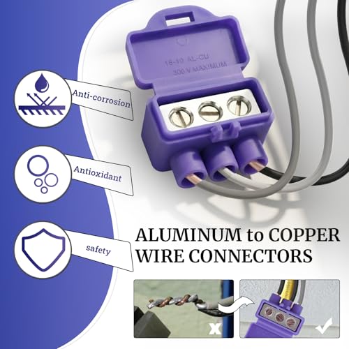 Image of Aluminum to Copper Wire Connectors, Copper to Aluminum Wire Connectors, 3 Port, 100 Pack