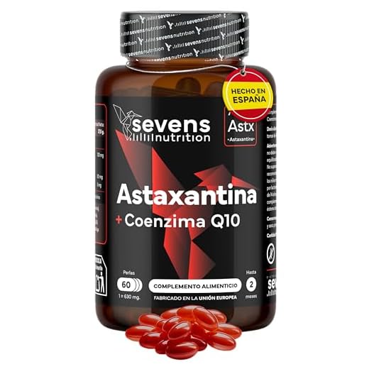 Astaxantina Natural Pura Astapure® 80 mg con Coenzima Q10 y AOVE - Fórmula Patentada - Aporta 8 mg de alga H. Pluvialis - Antioxidante, Salud Ocular, Piel y Sistema Inmune – 60 Perlas - Alta Absorción