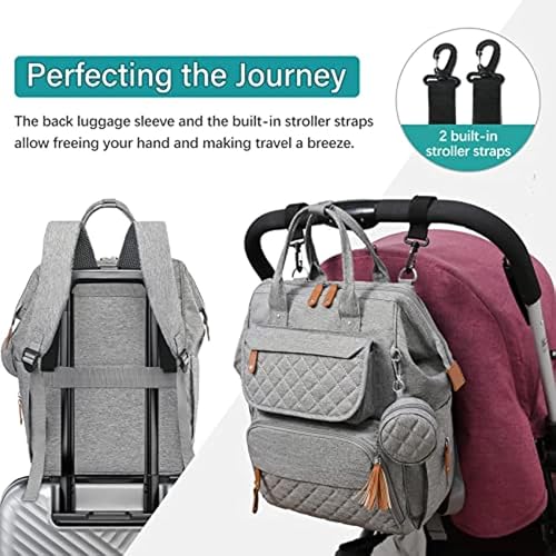 Image of House of Quirk Baby Diaper Bag Backpack for Mom & Dad, Waterproof Maternity Travel Bag with Pacifier Case