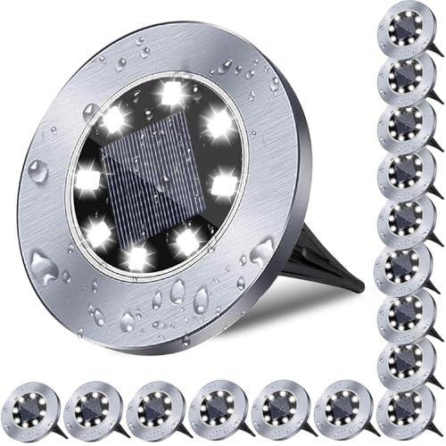 4.6 Inch Diameter Solar Ground Lights, Waterproof Solar Garden Lights, Outdoor Garden Waterproof...