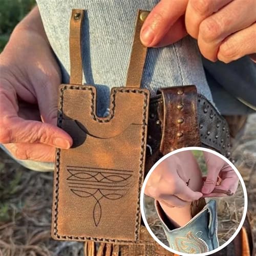 Fashion Western Boot Wallet with Snap Strap, Handcrafted Leather Boot Wallet for Cards and Cash, Western Accessory for Women Man(Green)4