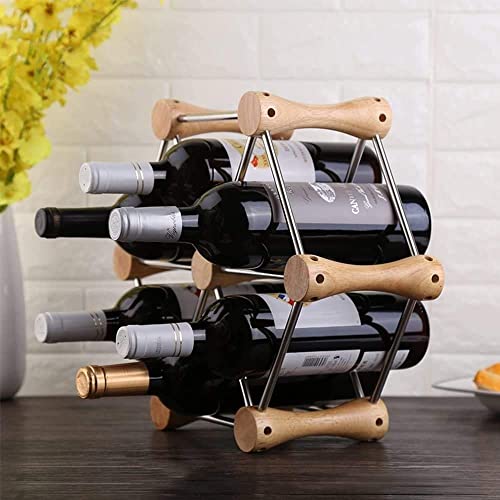 Soporte para botellas de vino de madera sólida para escritorio miniatura 4
