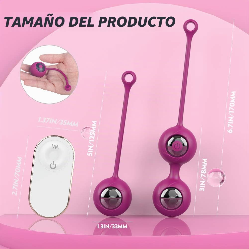 Masajeador Bolas de China con Control Remoto, Bolas de Masaje, Bola Pélvicas, Fortalece los Músculos Pélvicos y Previene la Incontinencia Urinaria,Entrenamiento Completo del Suelo Pélvico para Mujeres