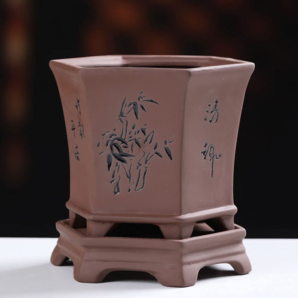 Kreatywna, retro, fioletowa gliniana doniczka ceramiczna na orchidee, ręcznie robione doniczki na sukulenty z drenażem, doniczka cylindryczna do ogrodu domowego, doniczka