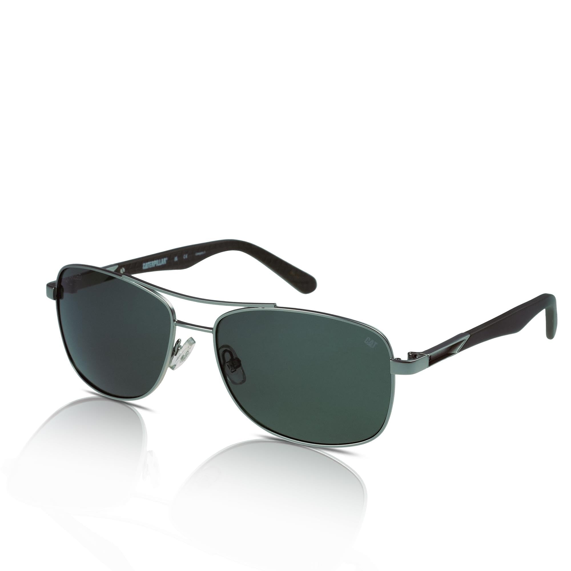 Cat erpillar CTS-8023 - Occhiali da sole da uomo, 002P, colore: argento opaco/verde, Argento