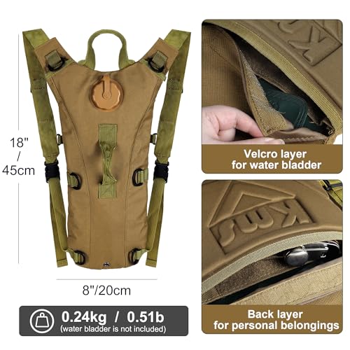 Tactical Hydration Pack Backpack with 3L Water Bladder for Men, Leakproof Military Rave Water Backpack for Running Hiking Cycling Jogging Festival - Image 4