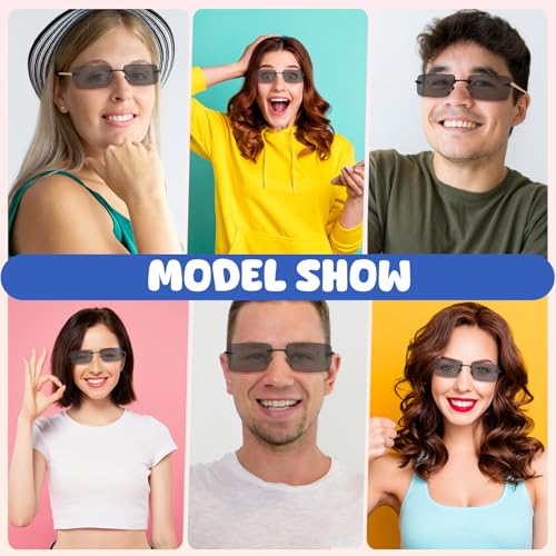 Rimless Rectangle Sunglasses Fashion Glasses Candy Color Ocean Eyewears Women Men Party Halloween Cosplay Glasses (Black)3