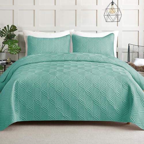 Whale Flotilla Moderne Couvre-Lit 220x240 cm, Dessus de Lit avec 2 Taies d'oreiller, en Microfibre avec Motif Géométrique, Doux et Léger pour Toutes Les...