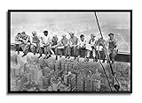 artprints1stop Floating Frame Canvas Print Wall Art - Vintage Photo of The Lunch ATOP a Skyscraper - 24x16 inches