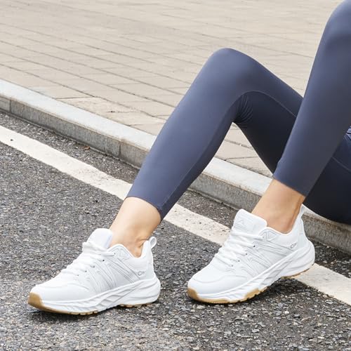 Ablanczoom Womens Sneakers Walking Shoes: Comfortable Breathable Non Slip Shoes for Tennis Gym Workout Casual Athletic White