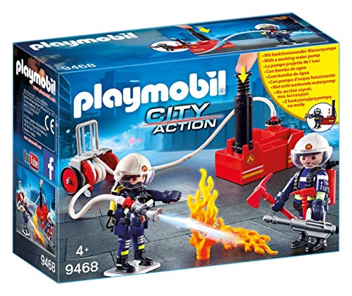 PLAYMOBIL City Action 9468 Feuerwehrmänner mit Löschpumpe, Ab 5 Jahren
