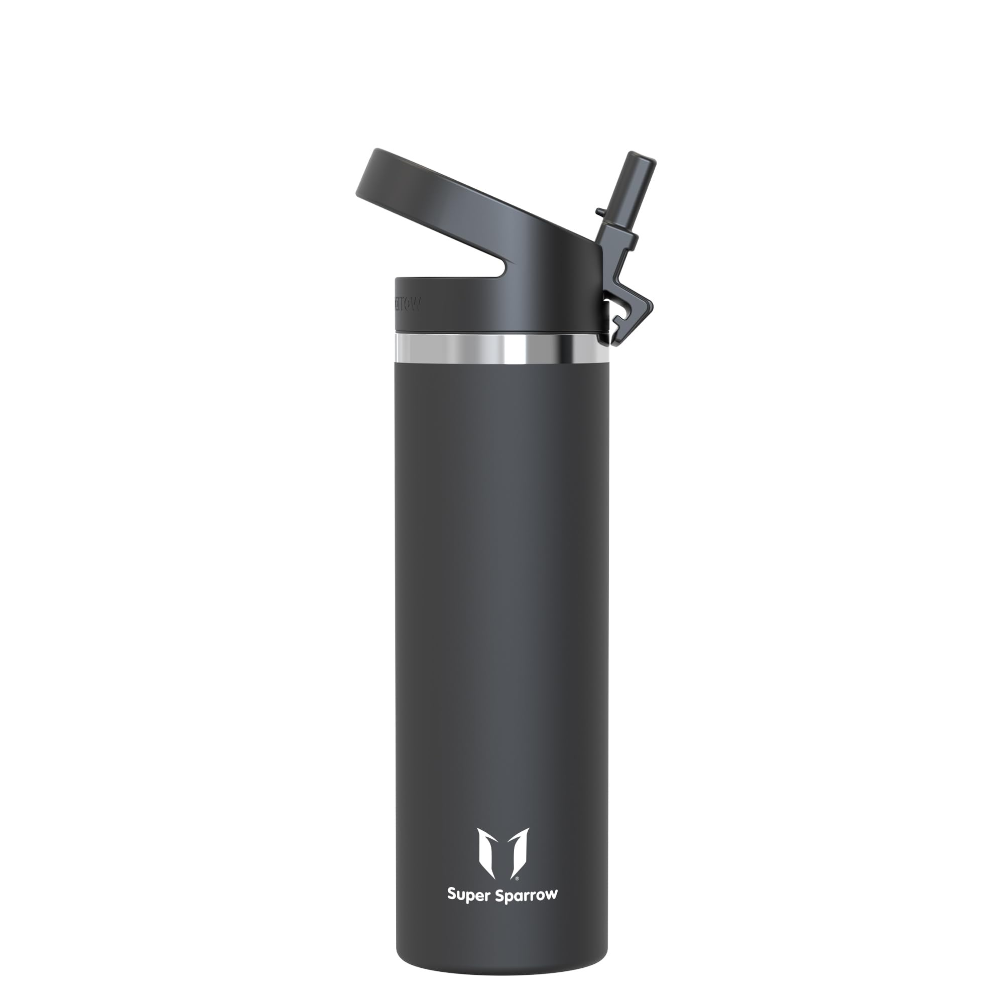 Super Sparrow Water Bottle Insulated - 750ml - Wide Mouth Metal Bottle - Wide Mouth SwivelSip Flask - BPA Free, Leak Proof - Ergonomic Straw Water Bottles for Work, Gym, Travel, Sports