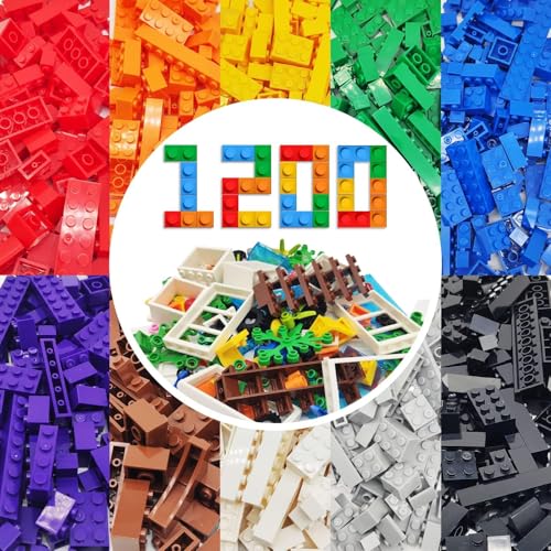 WYSWYG 1200 Teile Bausteine, 1.6 kg Steine Box, Kompatibel, Basic Building Bricks Set, Geeignet für Jungen und Mädchen ab 6 Jahren