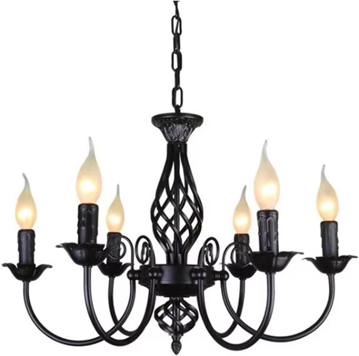 Black Farmhouse Pendant Light Fixture Vintage E14 Candle Pendant Lamp Chandelier for Dining Room Kitchen Island Entryway Foyer Indoor Wrought Iron Chandeliers Lighting,luminaire