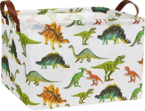 Image of Rectangular Dinosaur Basket Baby Kids Storage Basket for Boys Cute Toy Box Bin Organizer Book Shelf Dinosaur Room Decor(Toy Dinosaur)